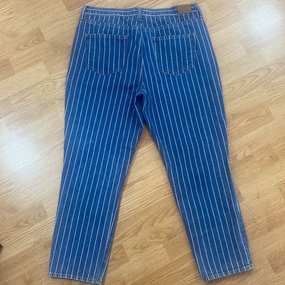 Striped High Rise Mom Jean Cropped 100% Cotton - Picture 11 of 15